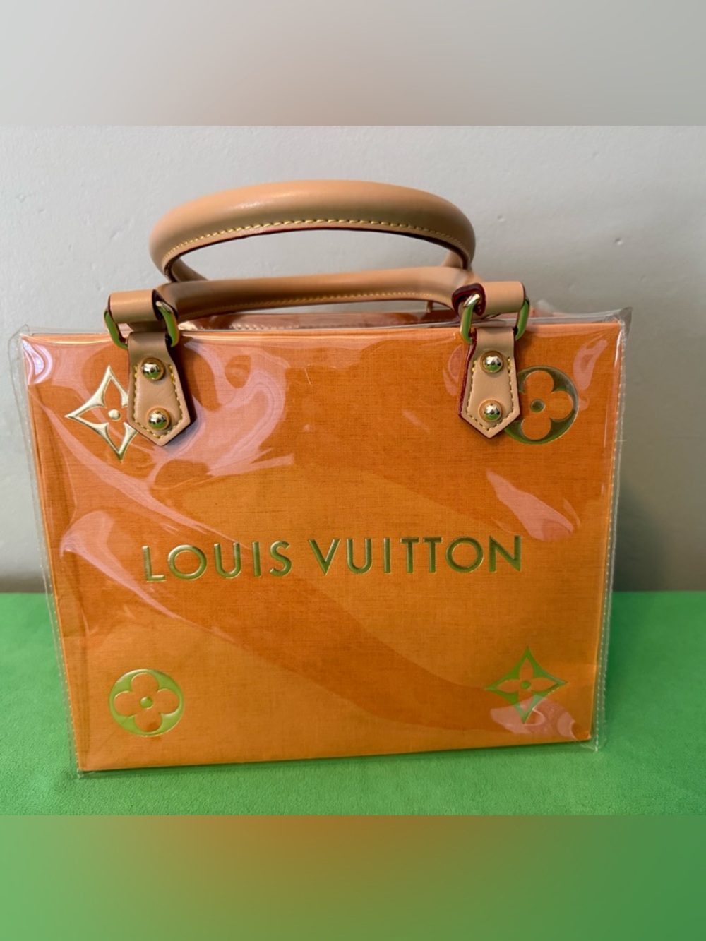 Louis Vuitton Shopping Bag Customized  Orange Canvas Top-Handle Tote